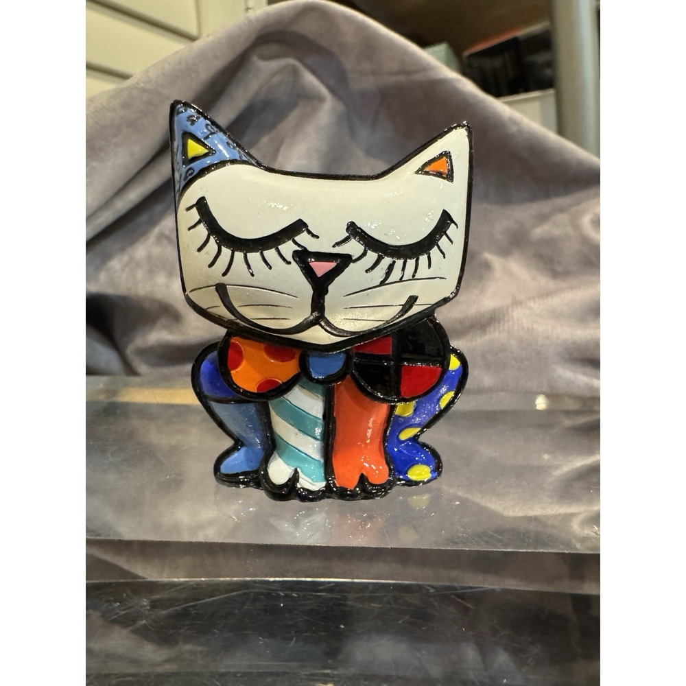 Romero Britto Mini Cat‎ Sugar 3D Figure 14072 Rare Retired 2010 Collectible